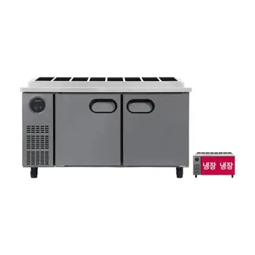 [스타리온] 업소용 테이블 김밥토핑 냉장고 1200 1/4 밧드 앞작업대 내부스텐 SR-G12EIEVH